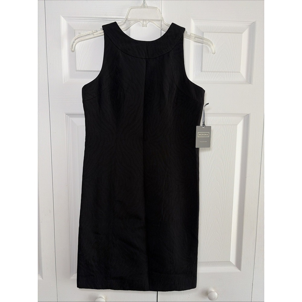 Merona Zebra Jacquard Dress Womens 2 Black Sheath LBD Sleeveless Cocktail New